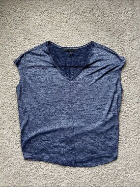 White House Black Market Navy Heathered V‑Neck Tank